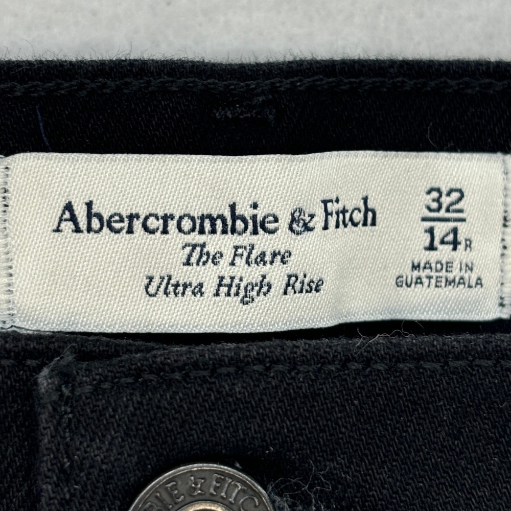 Abercrombie & Fitch The Flare Ultra High Rise Black Jeans Women's 32 / 14 R - Picture 12 of 13